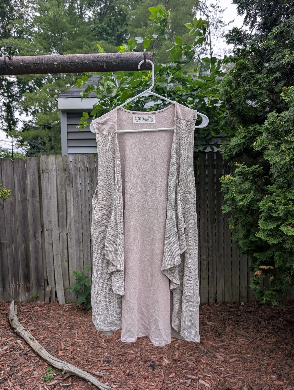M Rena Women's Biege Open Front Cardigan Sweater Size Large